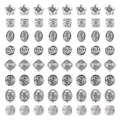 80Pcs 8 Styles Tibetan Style Alloy Beads TIBEB-TA0001-31-1
