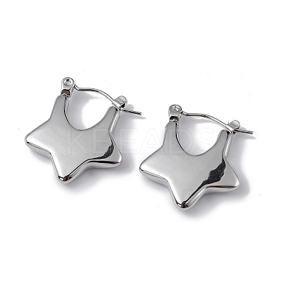 Non-Tarnish 304 Stainless Steel Star Thick Hoop Earrings for Women LS-EJEW-I284-08P-1