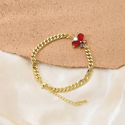 Brass Micro Pave Cubic Zirconia Link Bracelets LS-BJEW-Z082-01G-01-1