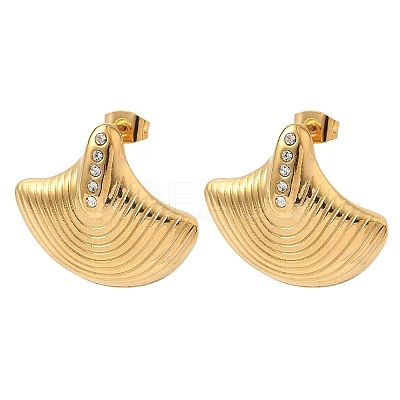 304 Stainless Steel Cubic Zirconia Stud Earrings EJEW-G444-03A-G-1