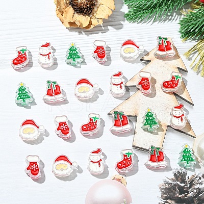 24Pcs 6 Styles Christmas Decorations Theme Opaque Acrylic Bead OACR-YW0004-09-1