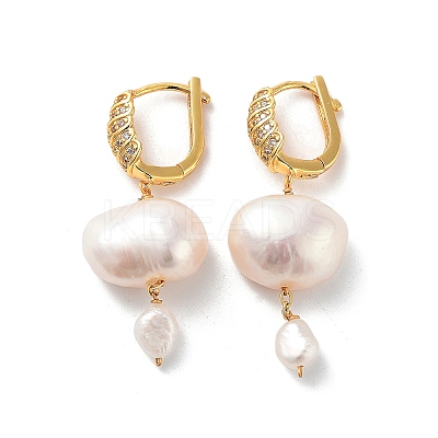 Potato Natural Pearl Hoop Earrings for Women EJEW-E303-38G-1