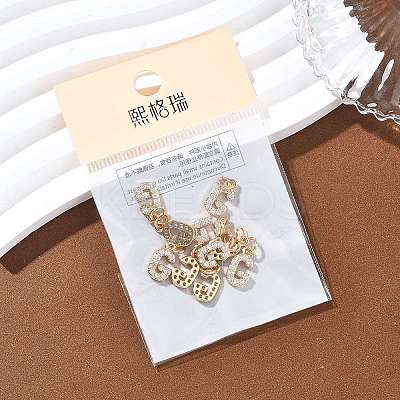 SHEGRACE Brass Micro Pave Clear Cubic Zirconia Pendants XGRQ29758-394G-G-1