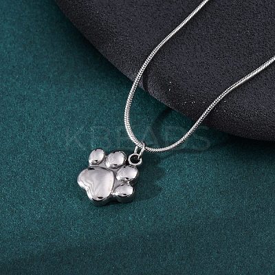 304 Stainless Steel Dog Paw Print Pendant Necklaces for Women NJEW-Z044-13P-1