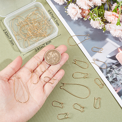 40Pcs 4 Styles Brass Hoop Earring Findings FIND-BBC0003-29-1