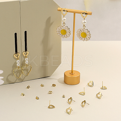 40Pcs 201 Stainless Steel Stud Earring Findings STAS-SC0005-31-1