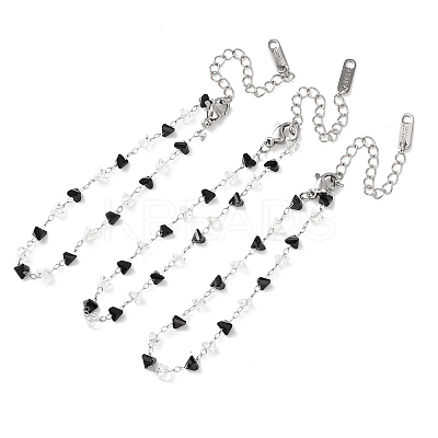 Glass Triangle Beads Link Bracelets BJEW-G774-04P-1