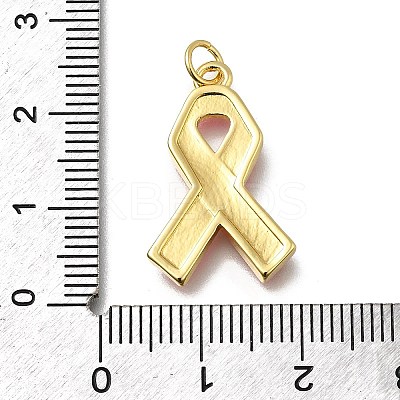 October Breast Cancer Pink Awareness Ribbon Brass Enamel Pendants KK-G525-10G-06-1