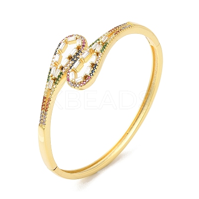 Colorful Cubic Zirconia Hollow Out Teardrop Hinged Bangle BJEW-L681-006G-1