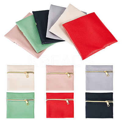 6Pcs 6 Colors Imitation Leather Jewelry Storage Zipper Bags ABAG-TA0001-66B-1