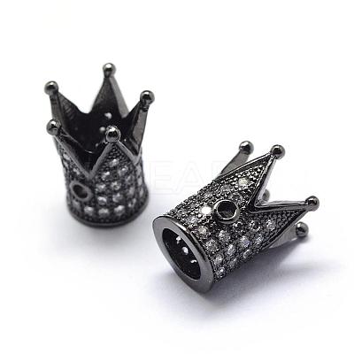 Rack Plating Brass Cubic Zirconia Beads ZIRC-S034-02B-1