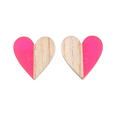 Resin & Wood Stud Earrings EJEW-N017-002A-1