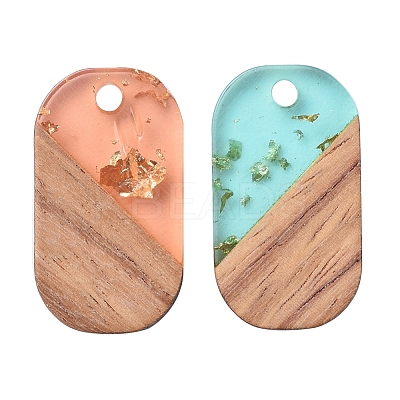 Transparent Resin & Walnut Wood Pendants RESI-CJ0001-96-1