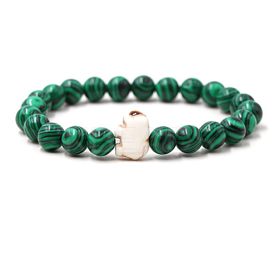 Synthetic Malachite & Turquoise Beads Stretch Bracelets for Men Women QO0012-20-1