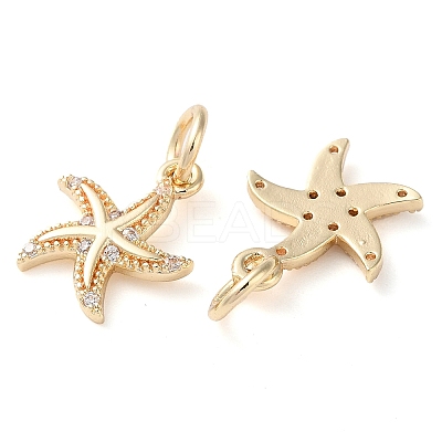 Rack Plating Brass Micro Pave Clear Cubic Zirconia Charms KK-D097-04G-1