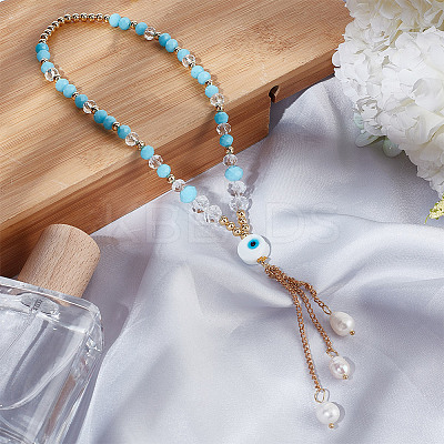 Glass & Pearl Beaded Car Hanging Decorations HJEW-DR00017-1