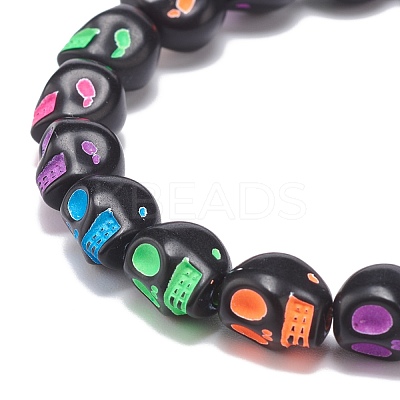 Acrylic Skull Beaded Stretch Bracelet BJEW-JB08544-1