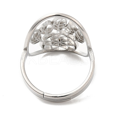 Non-Tarnish 304 Stainless Steel Woven Net/Web with Feather Adjustable Ring for Women RJEW-M149-26P-1