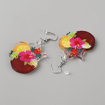 Acrylic Wine Glass Dangle Earrings with 304 Stainless Steel Pins EJEW-WH0012-096D-1