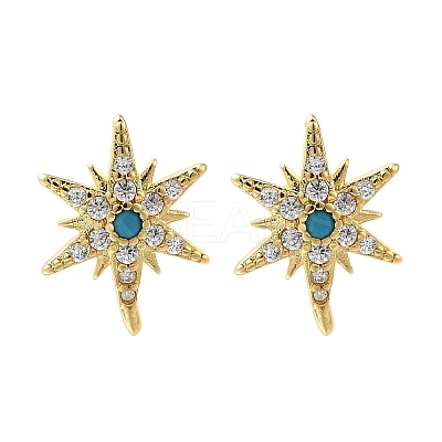 Star Brass Micro Pave Cubic Zirconia Ear Studs EJEW-D304-36G-1