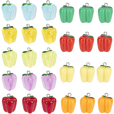 36Pcs 9 Colors Resin Imitation Vegetable Pendants RESI-SC0003-13-1