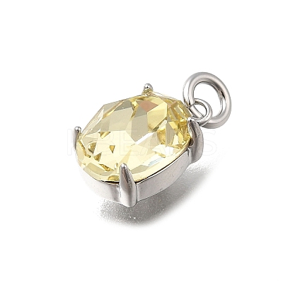 Oval Brass with Glass Charms KK-G525-08P-1