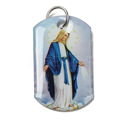 Rectangle Epoxy Resin Pendants X-RESI-L038-04P-01-1