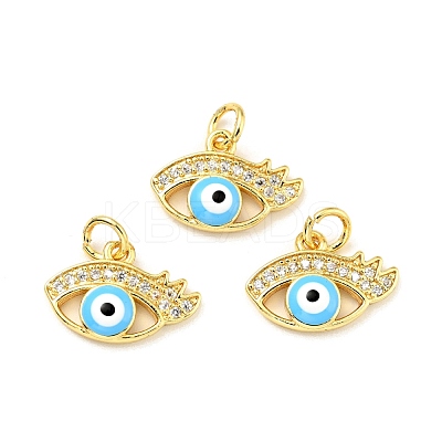 Rack Plating Brass Micro Pave Clear Cubic Zirconia Charms KK-G394-07G-1