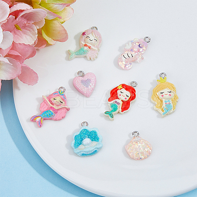 40Pcs 8 Styles Opaque & Transparent Resin Pendants RESI-FH0001-51-1