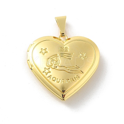 12 Styles Brass Locket Pendants KK-C092-25G-1