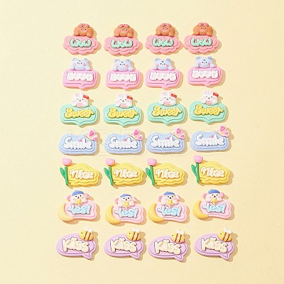 28Pcs 7 Styles Opaque Resin Cabochons CRES-FS0001-05-1
