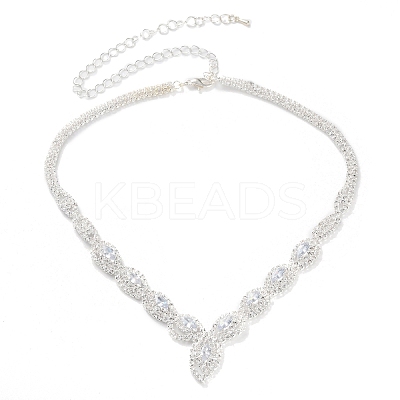 Alloy Rhinestone Necklaces & Stud Earring Sets for Women SJEW-U001-01P-02-1