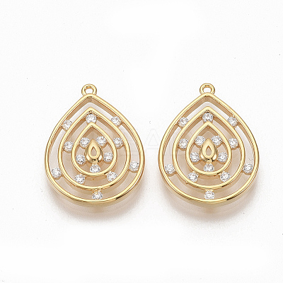 Brass Micro Pave Clear Cubic Zirconia Pendants ZIRC-Q021-010G-NF-1