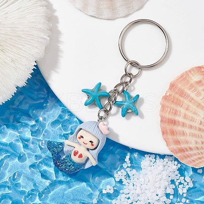 Mermaid Opaque Resin Pendant Keychain X1-KEYC-JKC00624-01-1