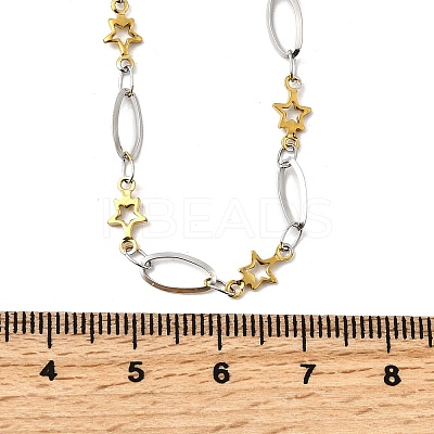 304 Stainless Steel Star Link Chain Necklaces for Women NJEW-A046-02A-GP-1