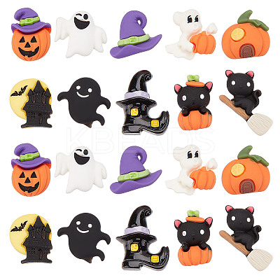 40Pcs 10 Styles Halloween Opaque Resin Cabochons RESI-SC0002-47-1