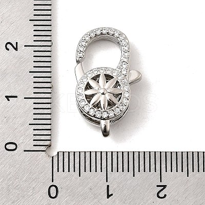 Brass Micro Pave Clear Cubic Zirconia Lobster Claw Clasps KK-A266-24E-P-1