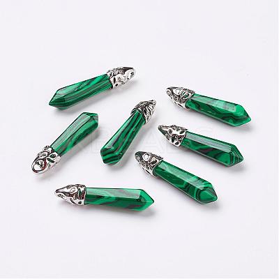 Synthetic Malachite Pointed Pendants G-P309-10-1