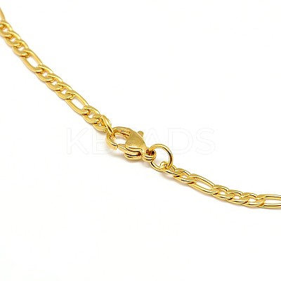 304 Stainless Steel Figaro Chain Necklace Making X-STAS-A028-N022G-1