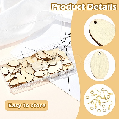 DIY Rhombus/Triangle/Oval Natural Poplar Wood Pendant Dangle Earring Making Kits DIY-YW0010-47-1
