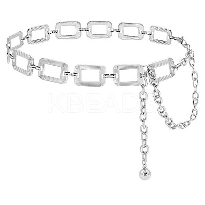 Zinc Alloy Textured Rectangle Link Chain Waist Chain Belts for Women FS-WG590D2-02-1