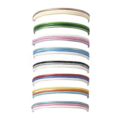 8Pcs 8 Colors Korean Waxed Polyester Cord Braided Bead Bracelets BJEW-FS00024-1