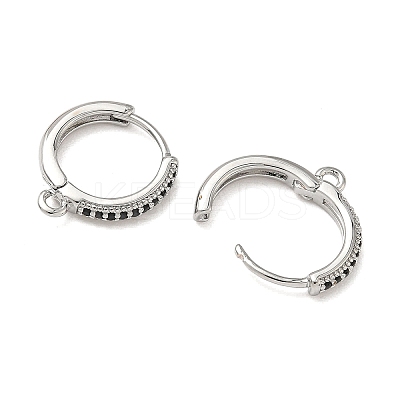 SHEGRACE Brass Micro Pave Clear Cubic Zirconia Hoop Earrings Findings XGR0154P-96P-1