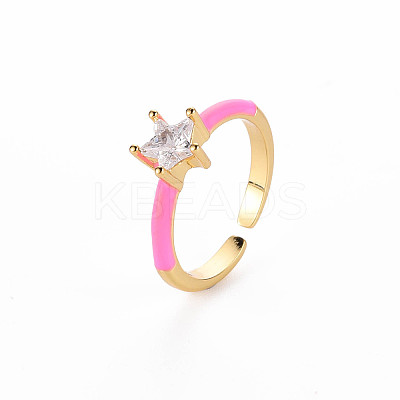 Brass Enamel Cuff Rings RJEW-T016-30E-NF-1