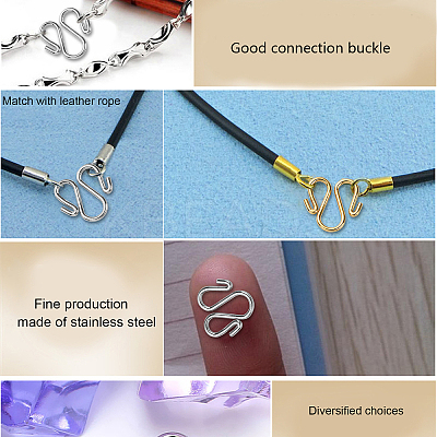 50Pcs 2 Colors 304 Stainless Steel Hook Clasps STAS-CJ0002-12-1