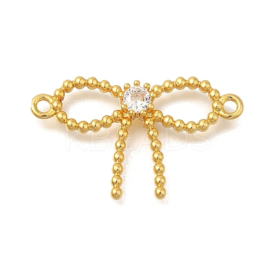 Rack Plating Brass Pave Clear Cubic Zirconia Bowknot Connector Charms LS-KK-I716-29G-1