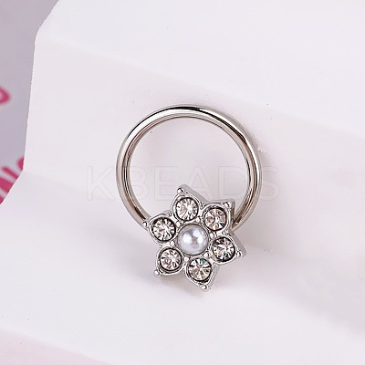 316L Stainless Steel Micro Pave Cubic Zirconia Hoop Nose Rings WG5D603-16-1