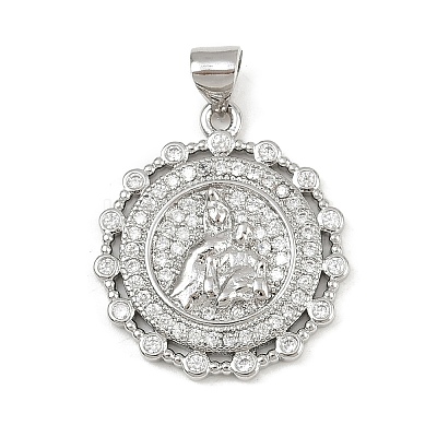 Brass Micro Pave Cubic Zirconia Pendants KK-P323-11H-P01-1