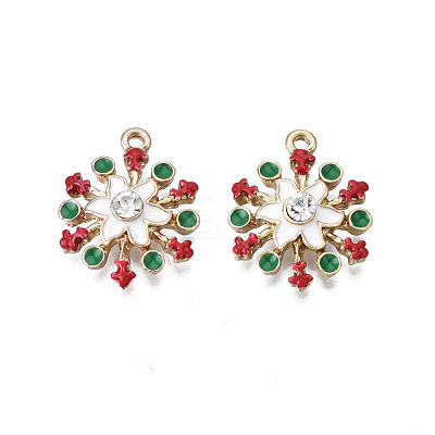 Rack Plating Alloy Enamel Pendants X-ENAM-N055-142-1