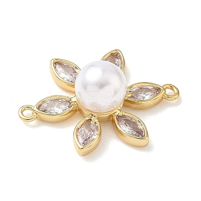 Brass Pave Cubic Zirconia Connector Charms KK-P342-04G-1